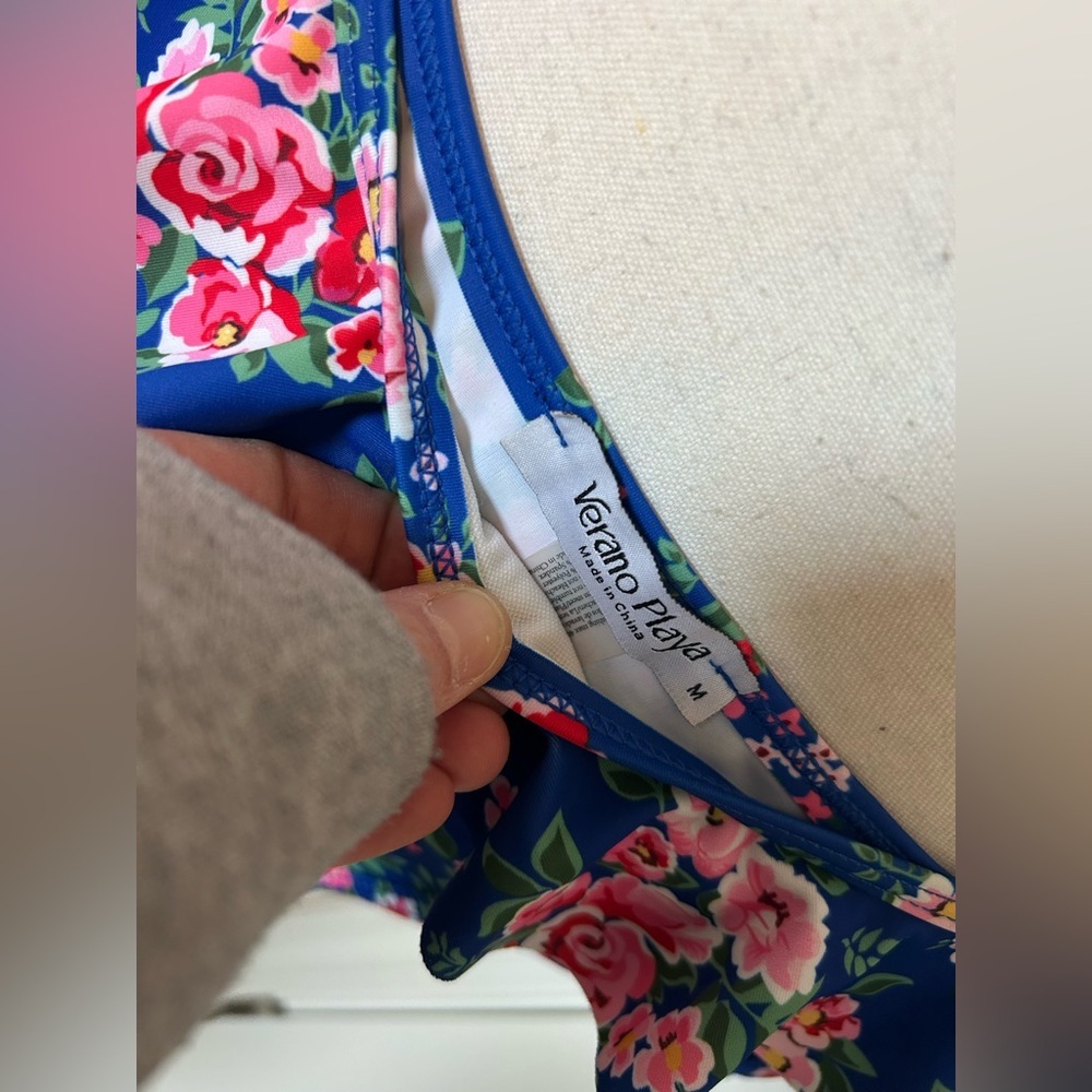 Floral Blue Ruffle Bikini Set - Picture 3 of 9